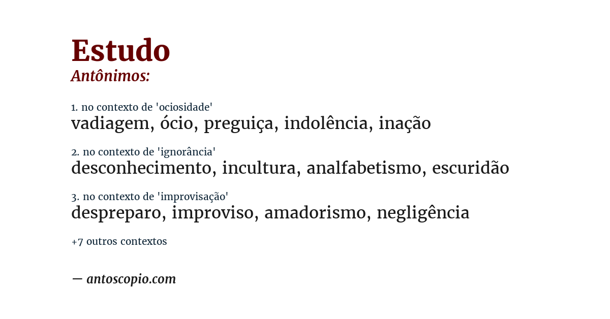 Antônimo de estudo