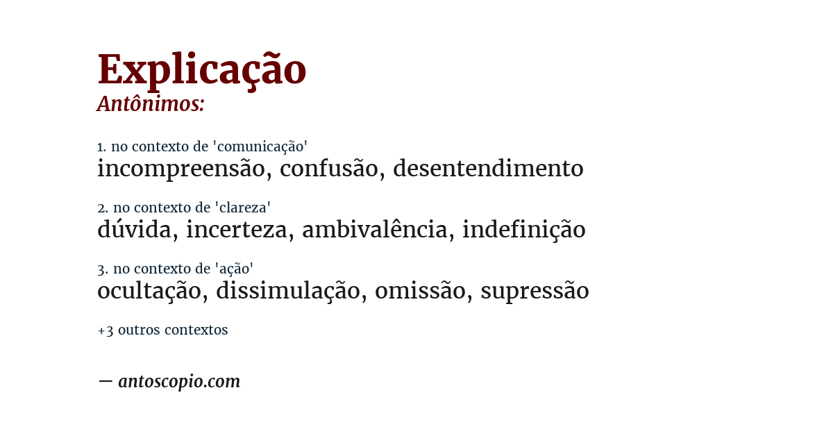Antônimo de explicação