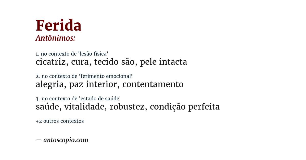 Antônimo de ferida