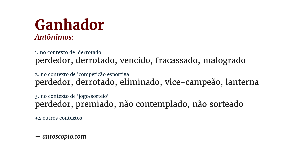 Antônimo de ganhador