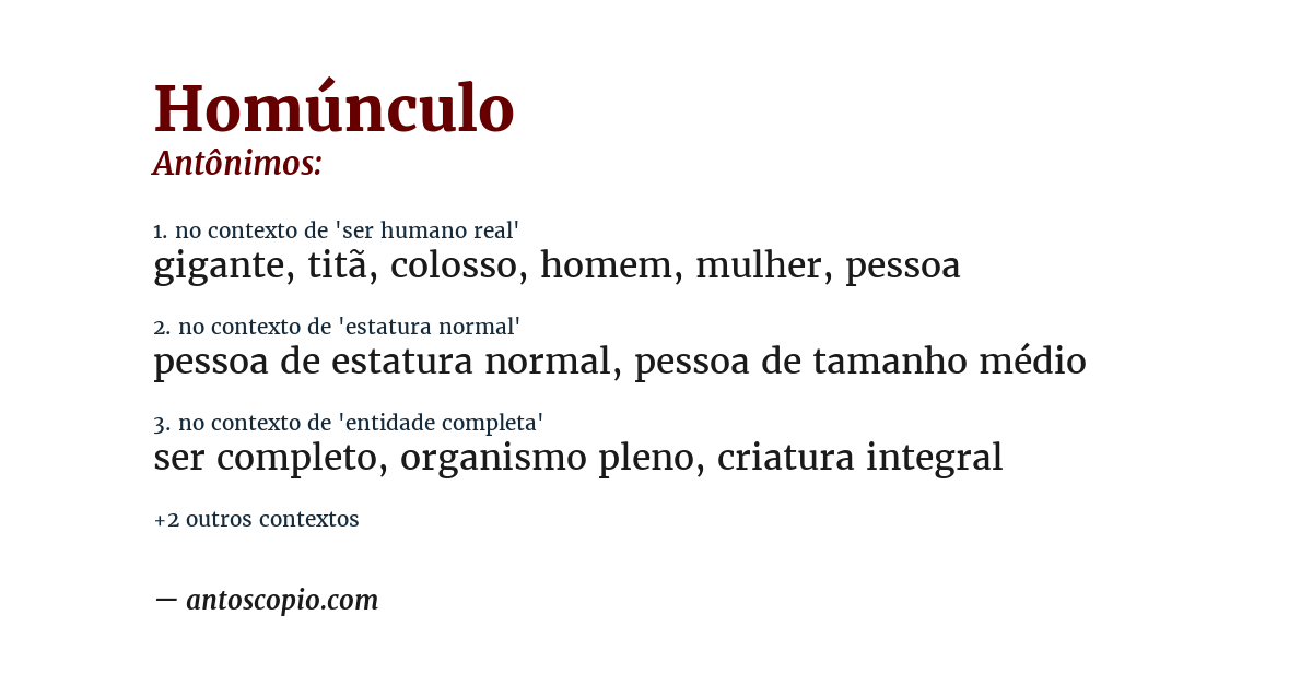 Antônimo de homúnculo