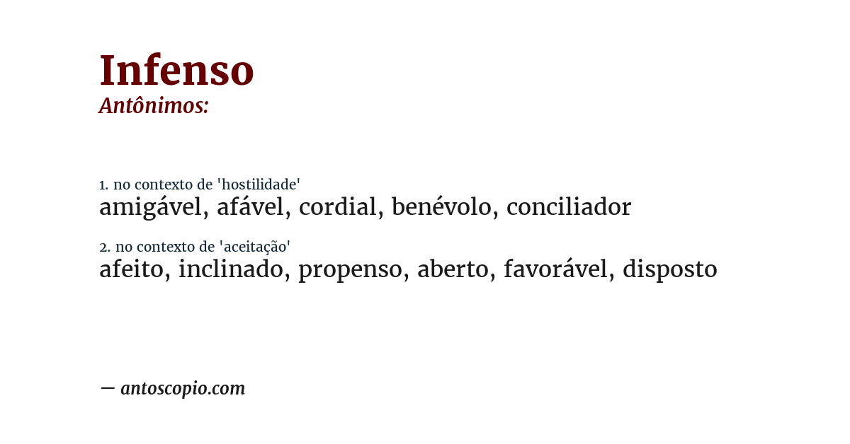 Antônimo de infenso