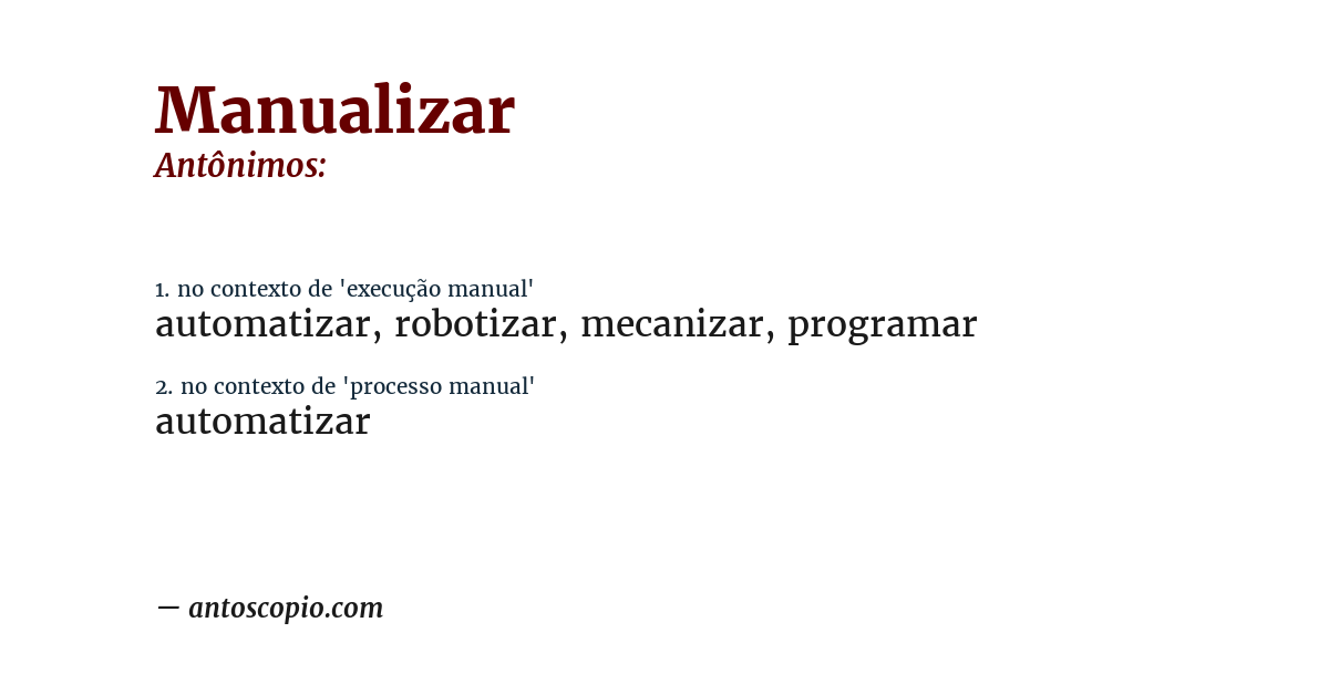 Antônimo de manualizar