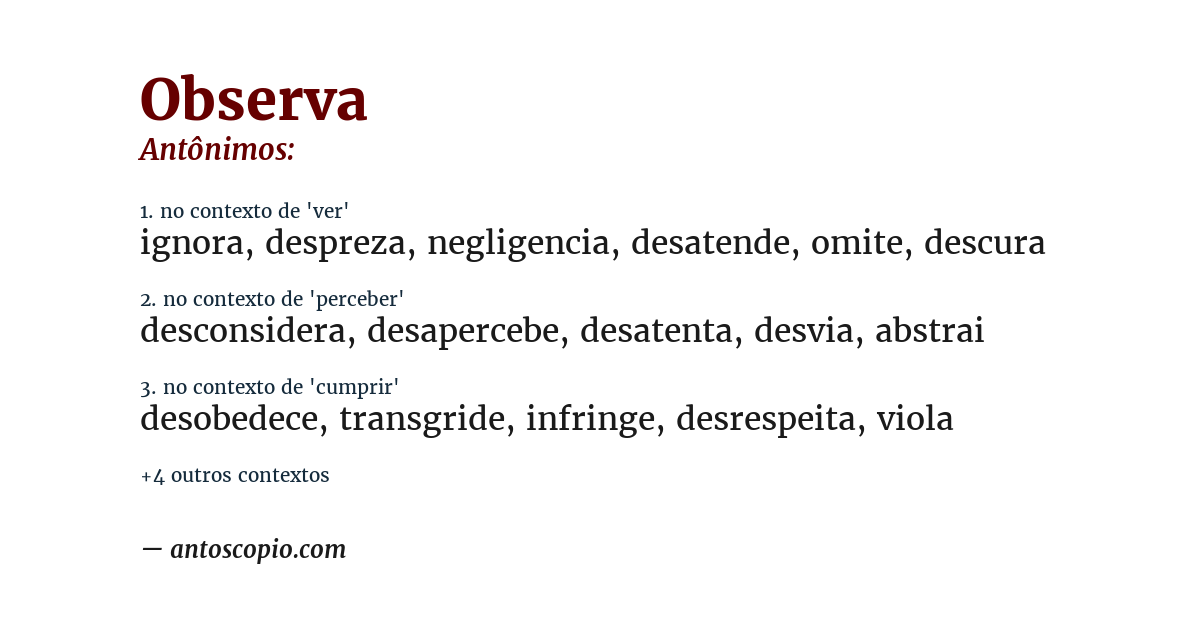 Antônimo de observa