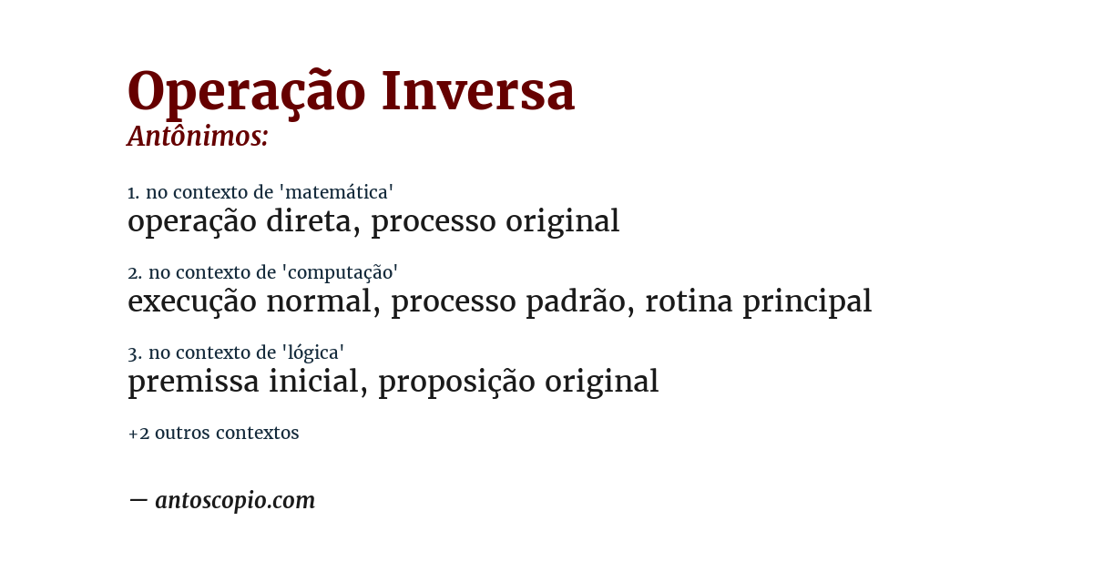Antônimo de operação inversa
