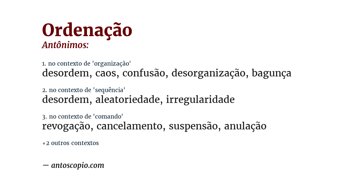 Antônimo de ordenação