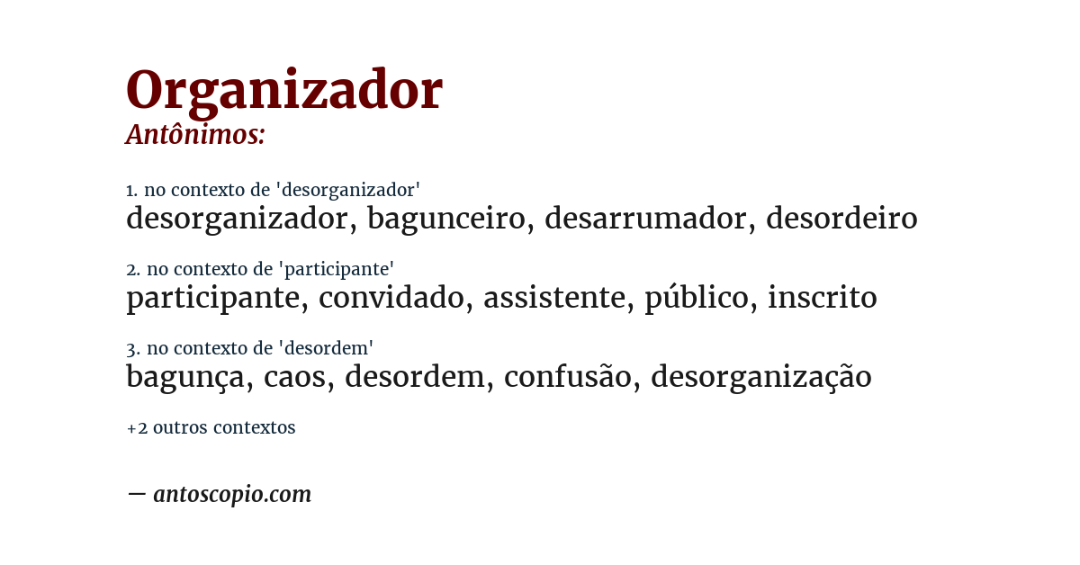 Antônimo de organizador