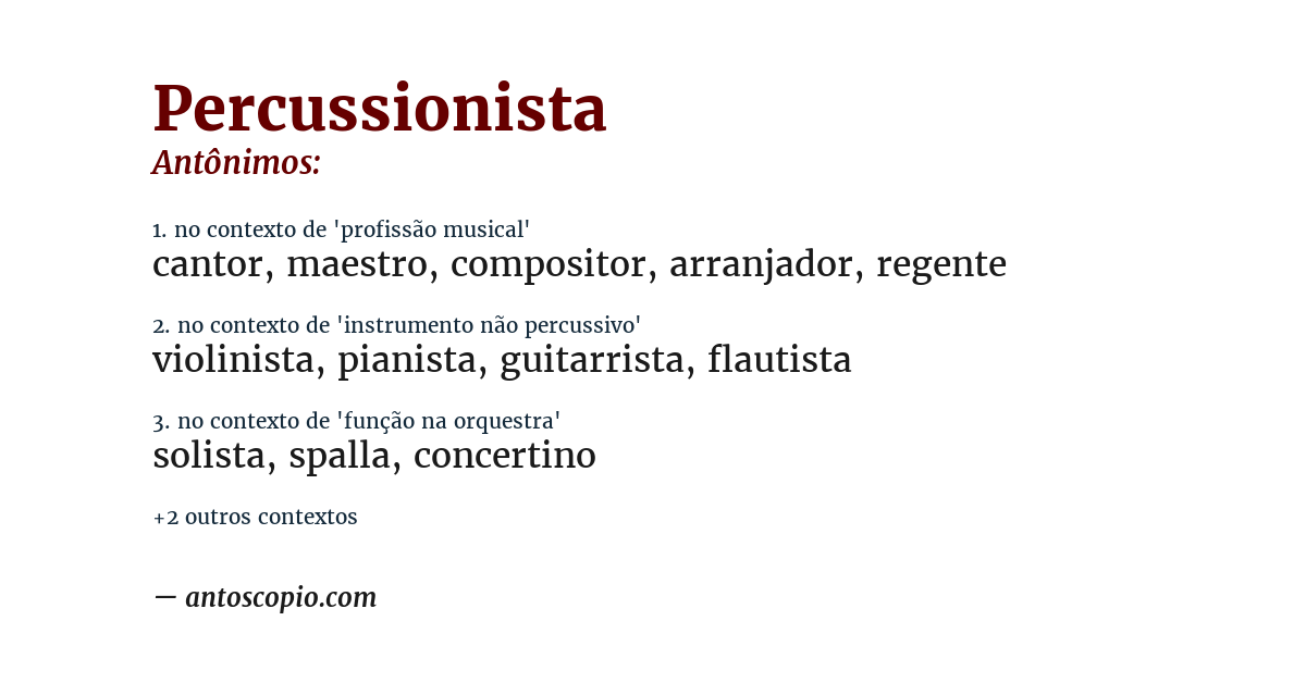 Antônimo de percussionista