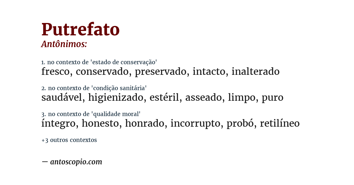 Antônimo de putrefato