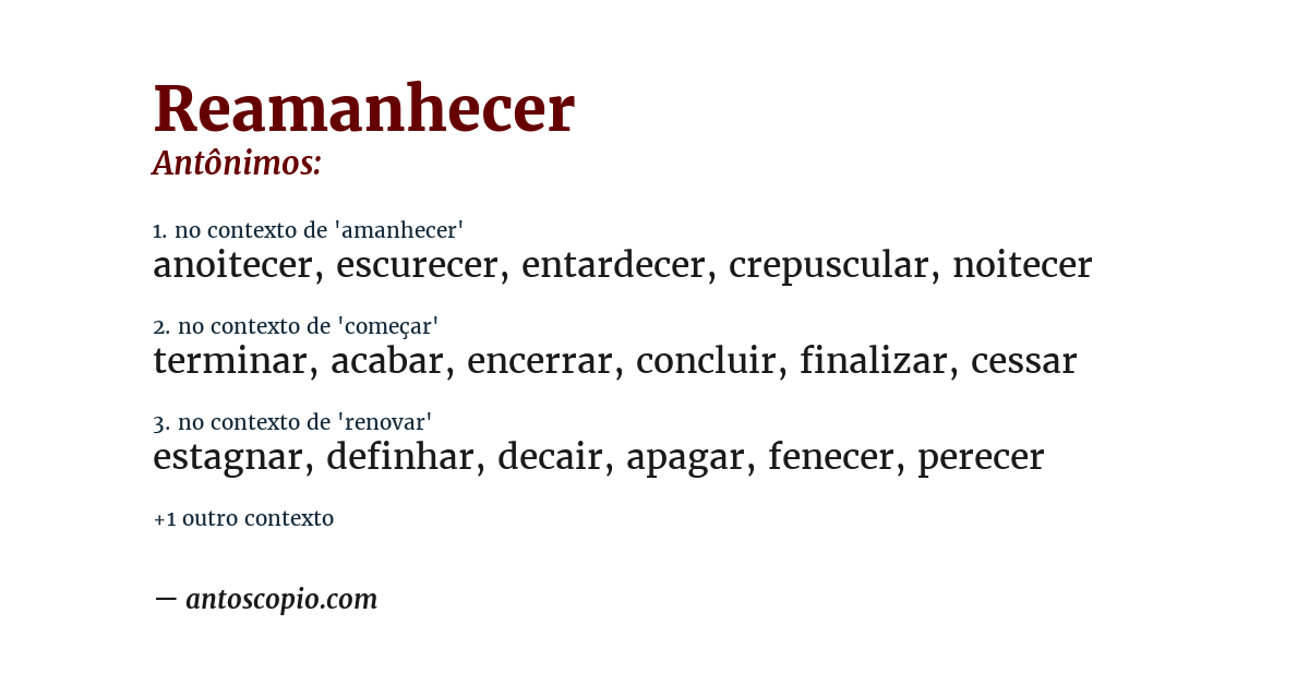 Antônimo de reamanhecer