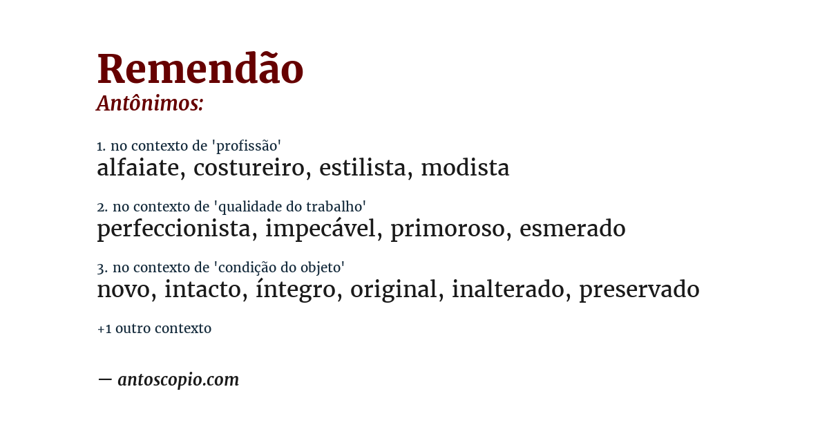 Antônimo de remendão