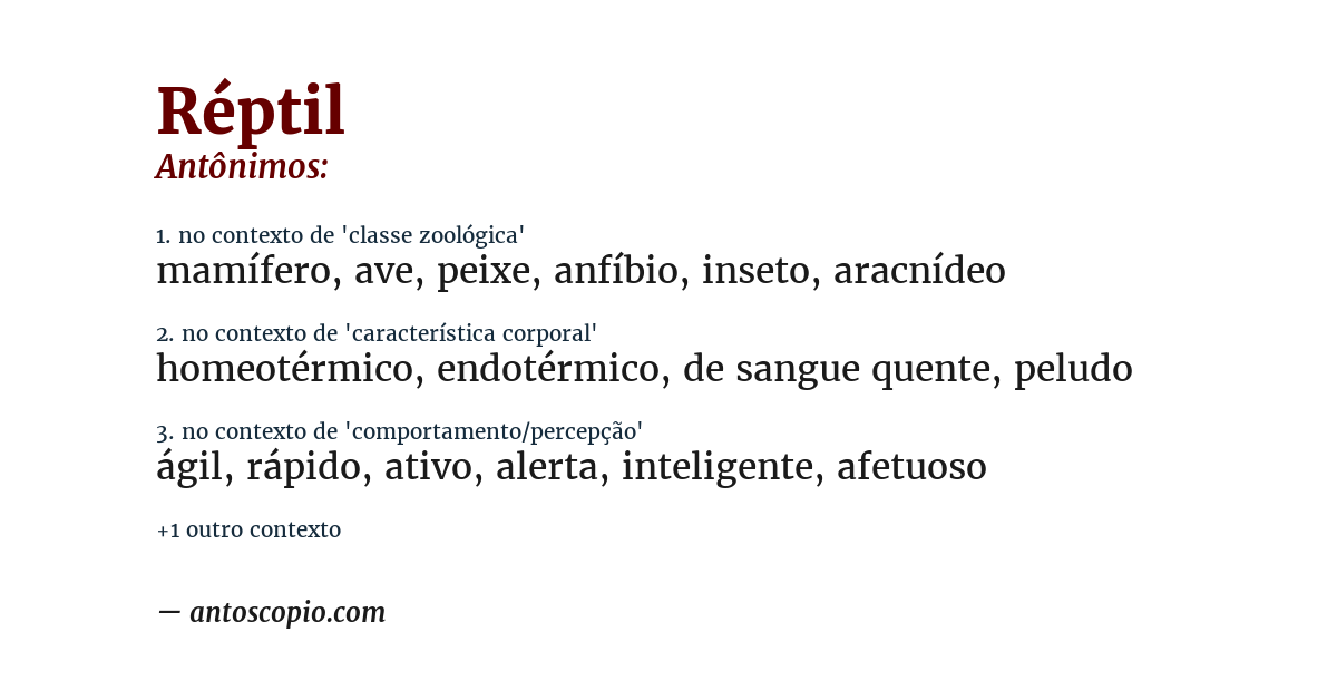 Antônimo de réptil