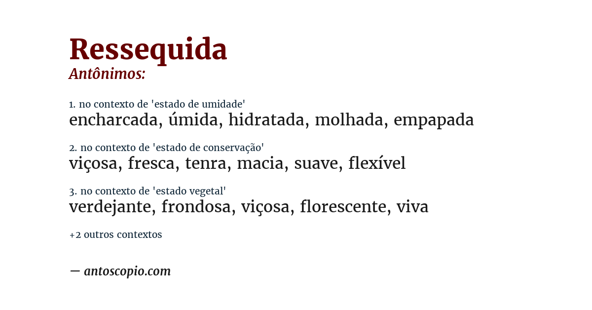 Antônimo de ressequida