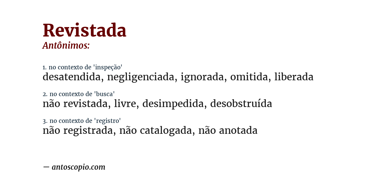 Antônimo de revistada