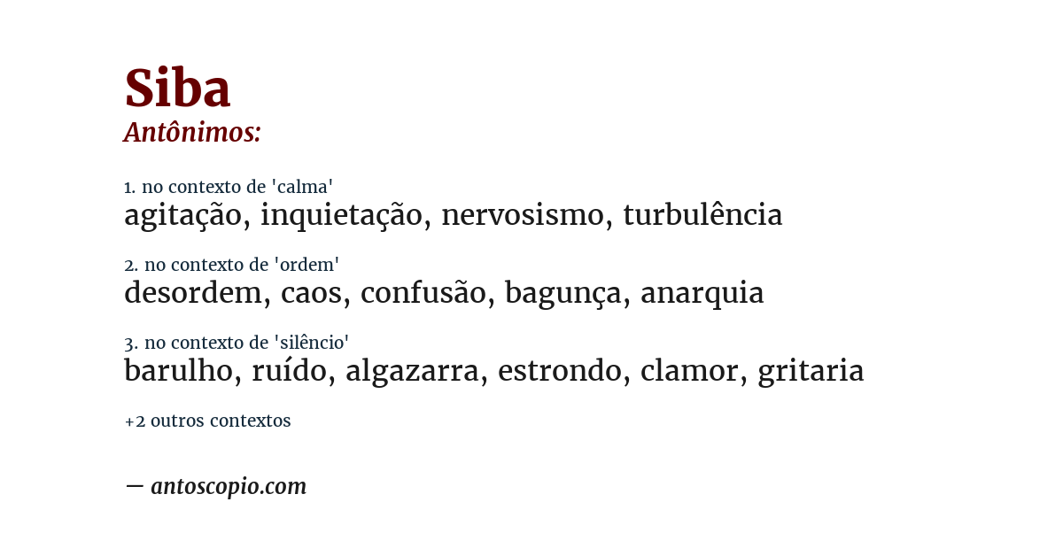Antônimo de siba