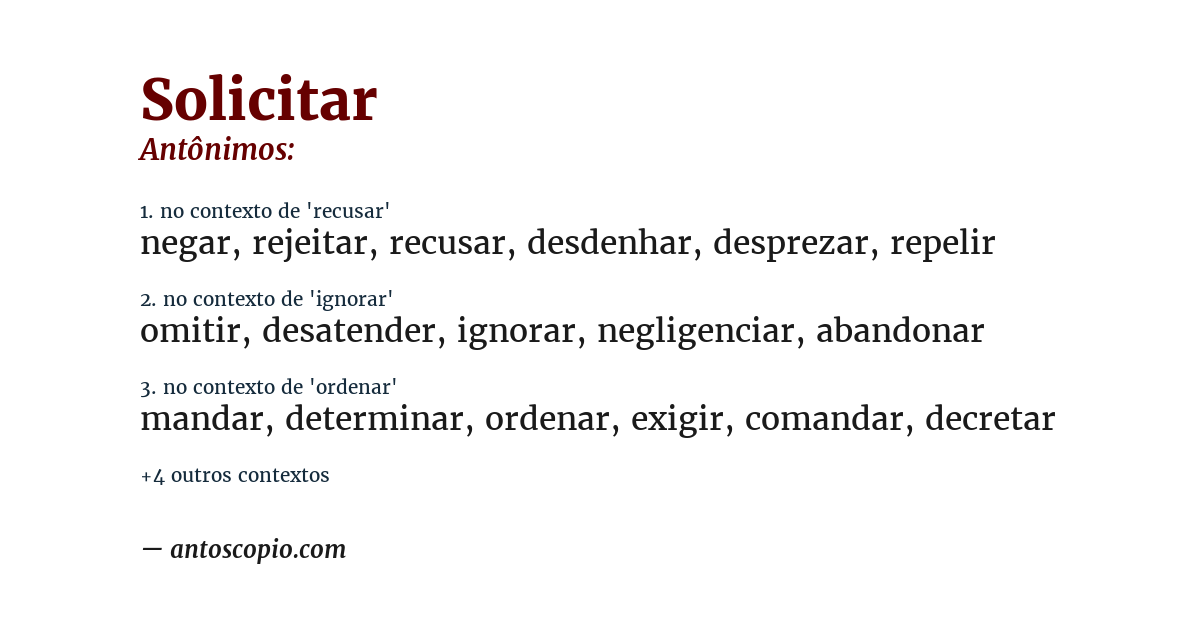 Antônimo de solicitar