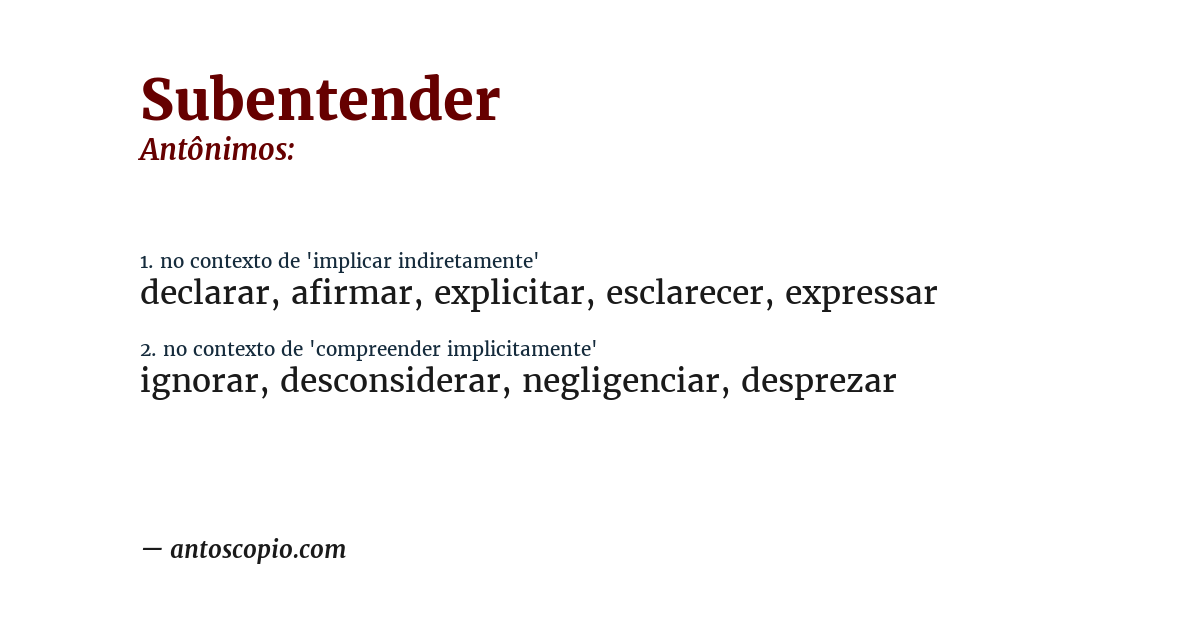 Antônimo de subentender
