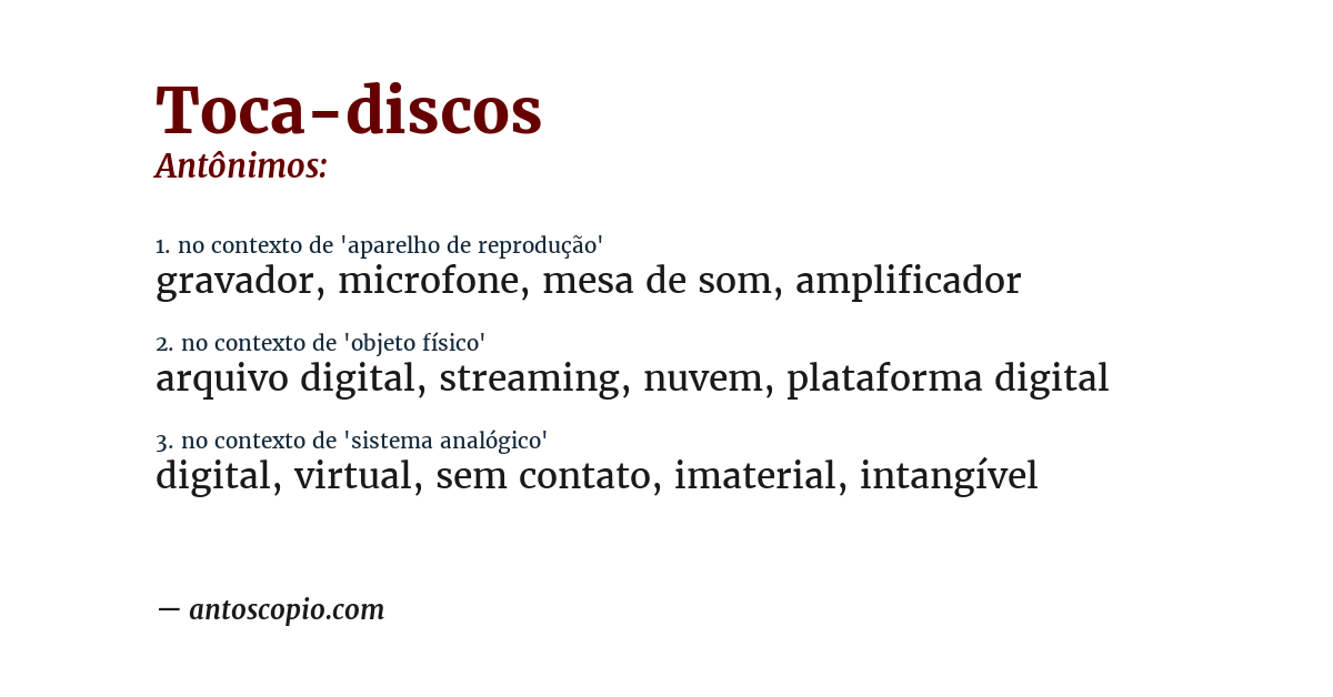 Antônimo de toca-discos