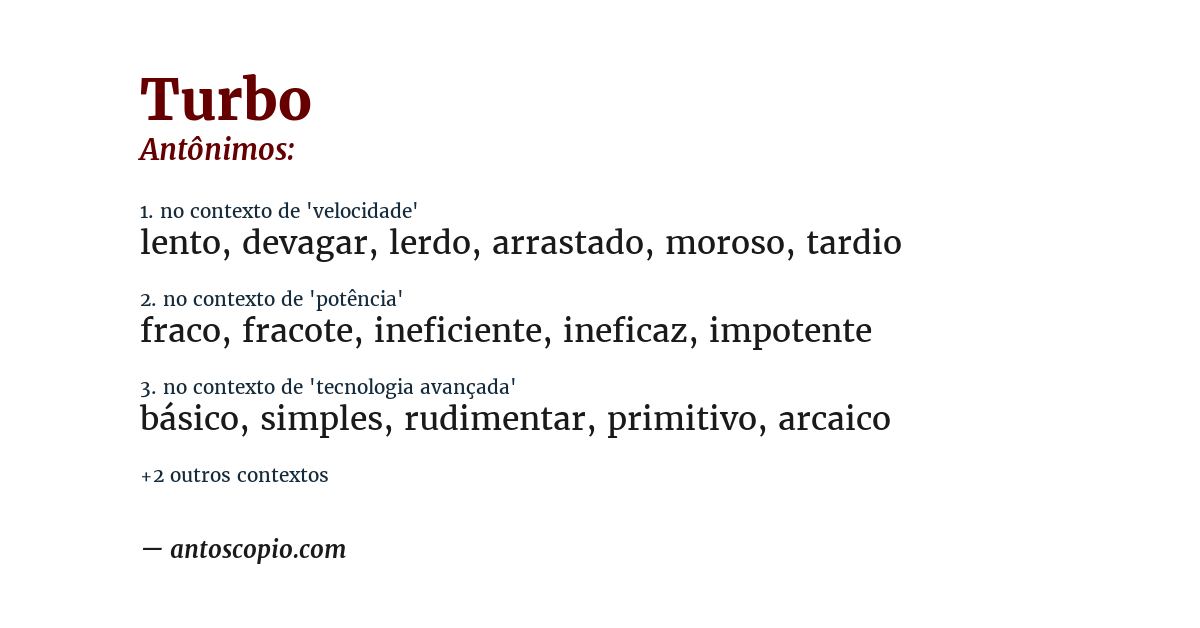 Antônimo de turbo
