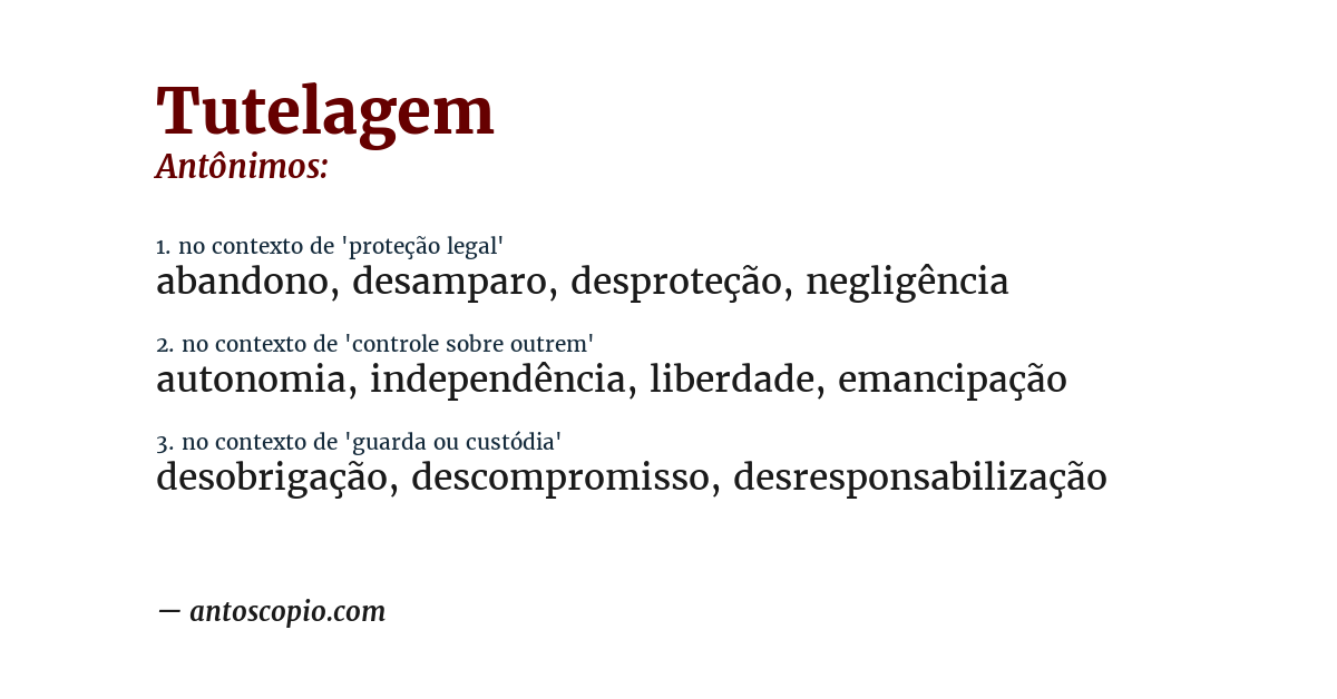 Antônimo de tutelagem