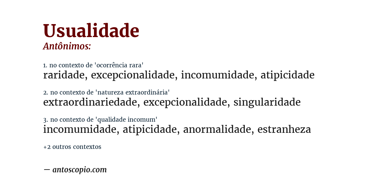 Antônimo de usualidade