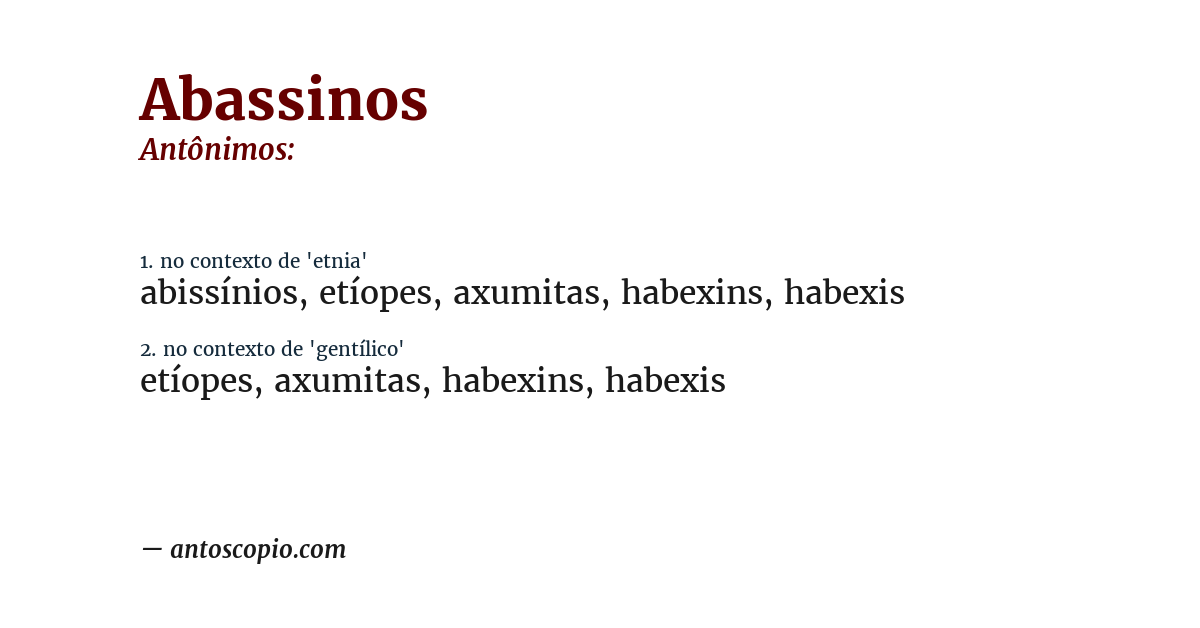 Antônimo de abassinos