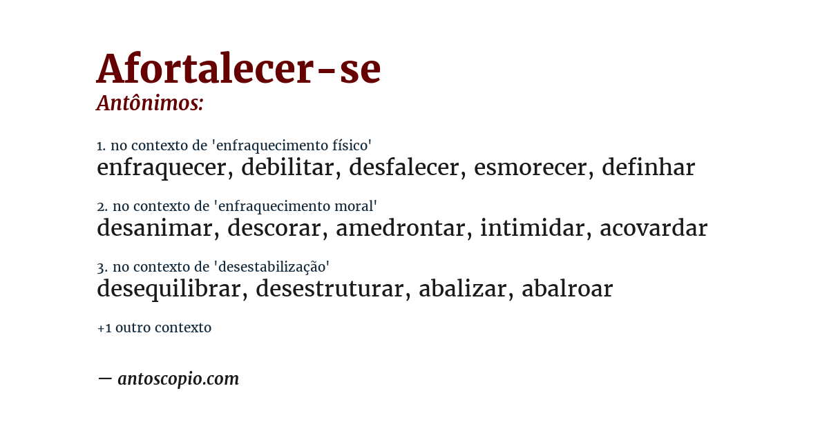 Antônimo de afortalecer-se