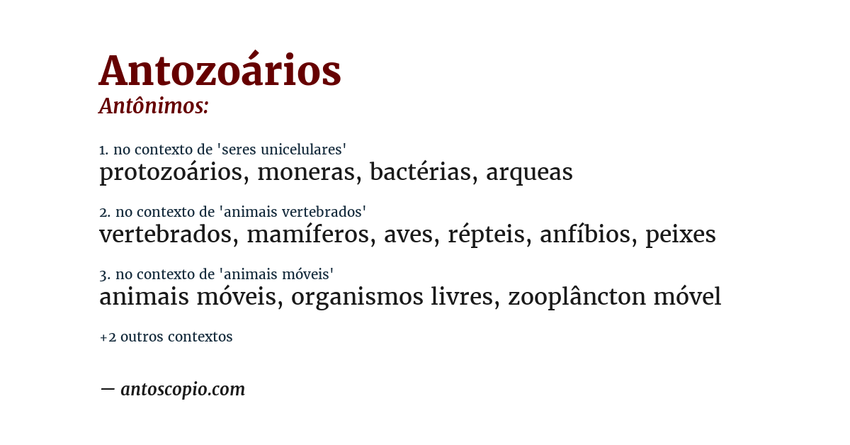 Antônimo de antozoários