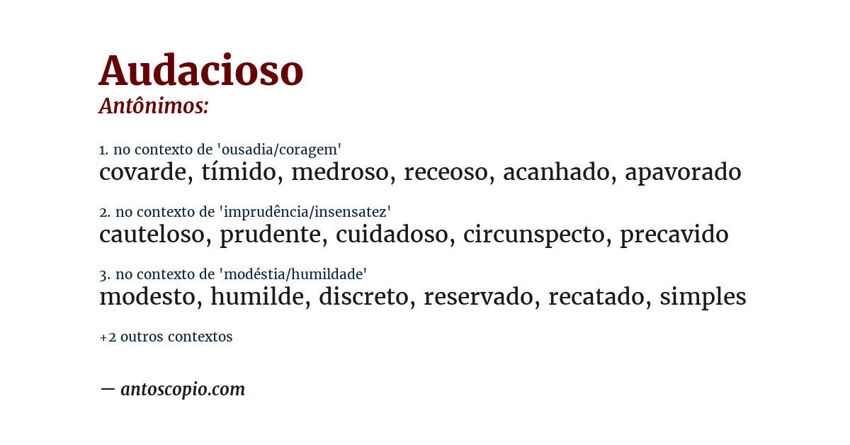 Antônimo de audacioso