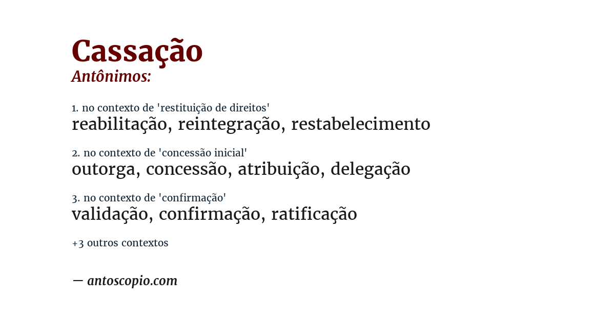 Antônimo de cassação