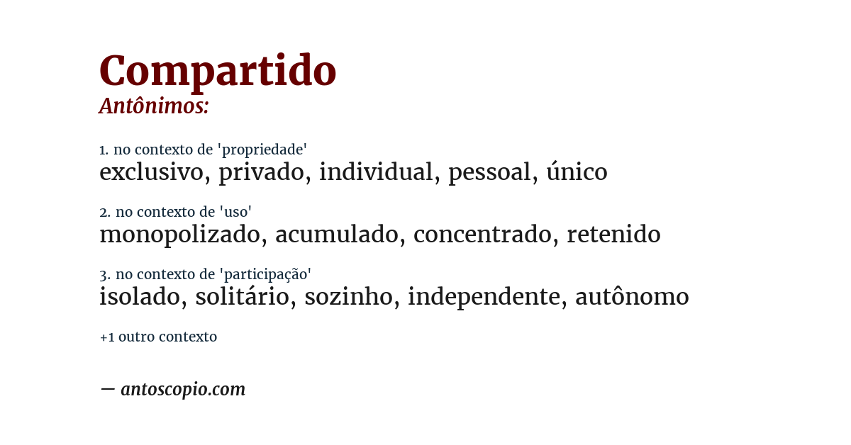 Antônimo de compartido
