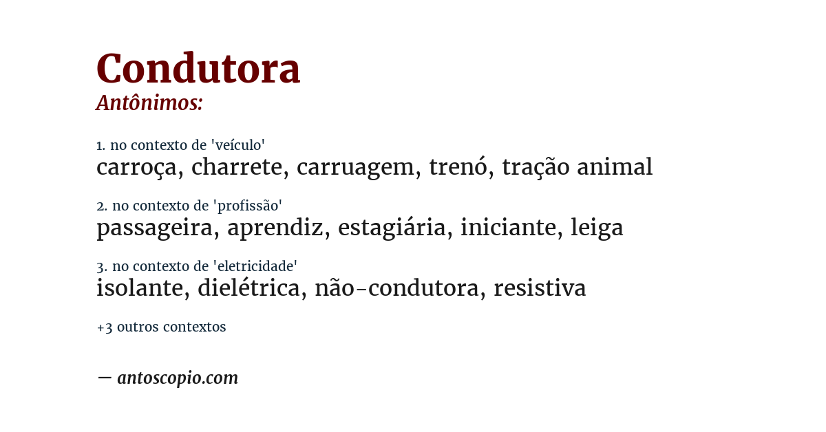 Antônimo de condutora