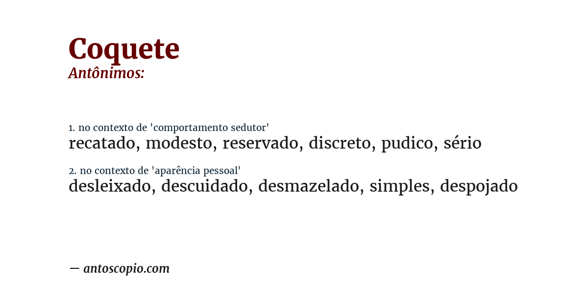 Antônimo de coquete