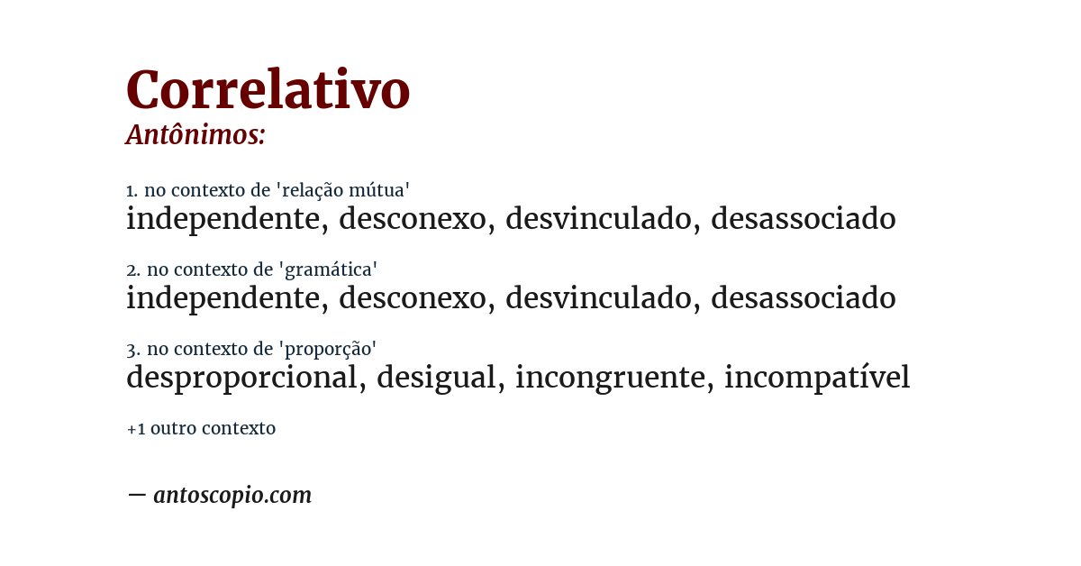 Antônimo de correlativo
