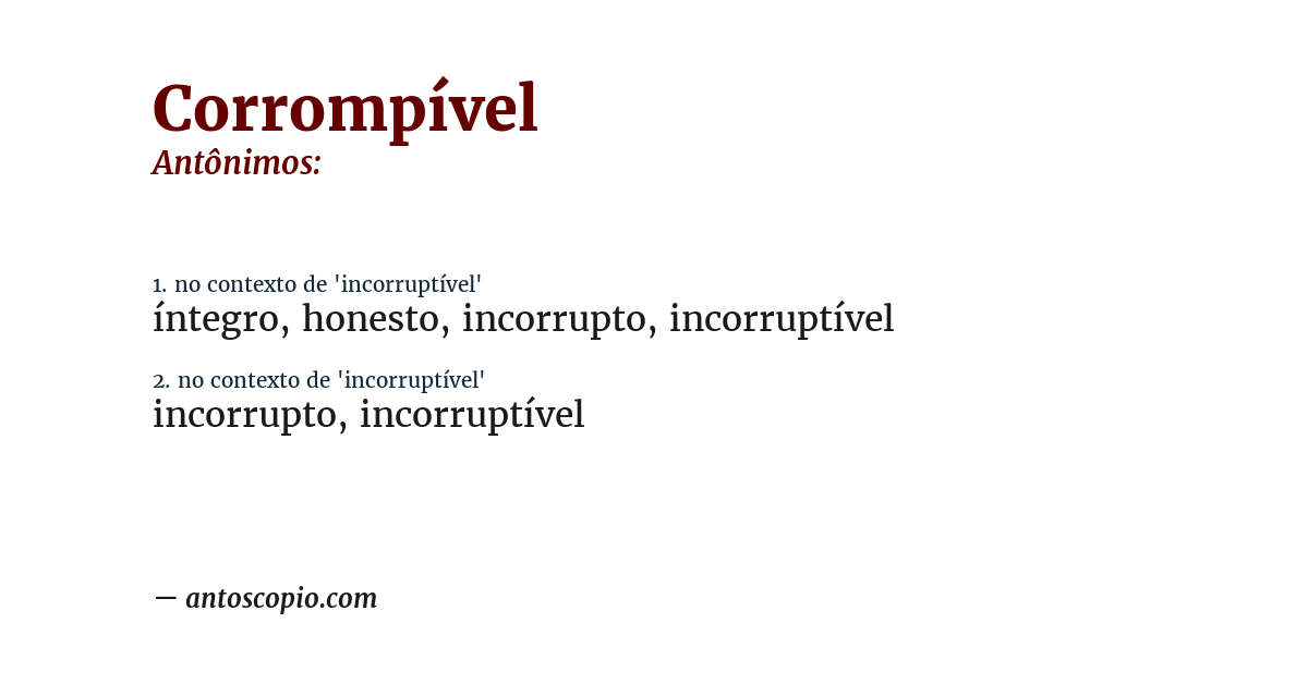 Antônimo de corrompível