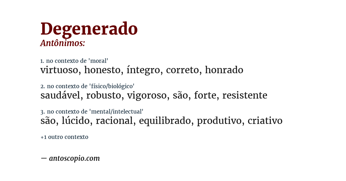 Antônimo de degenerado