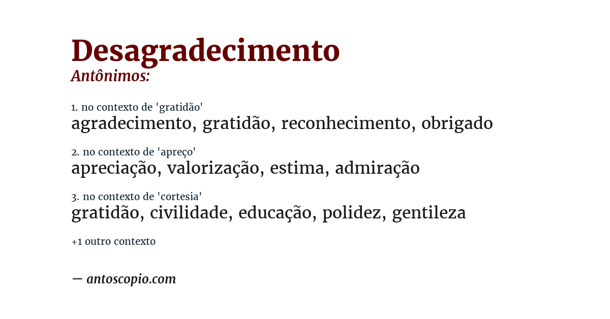 Antônimo de desagradecimento