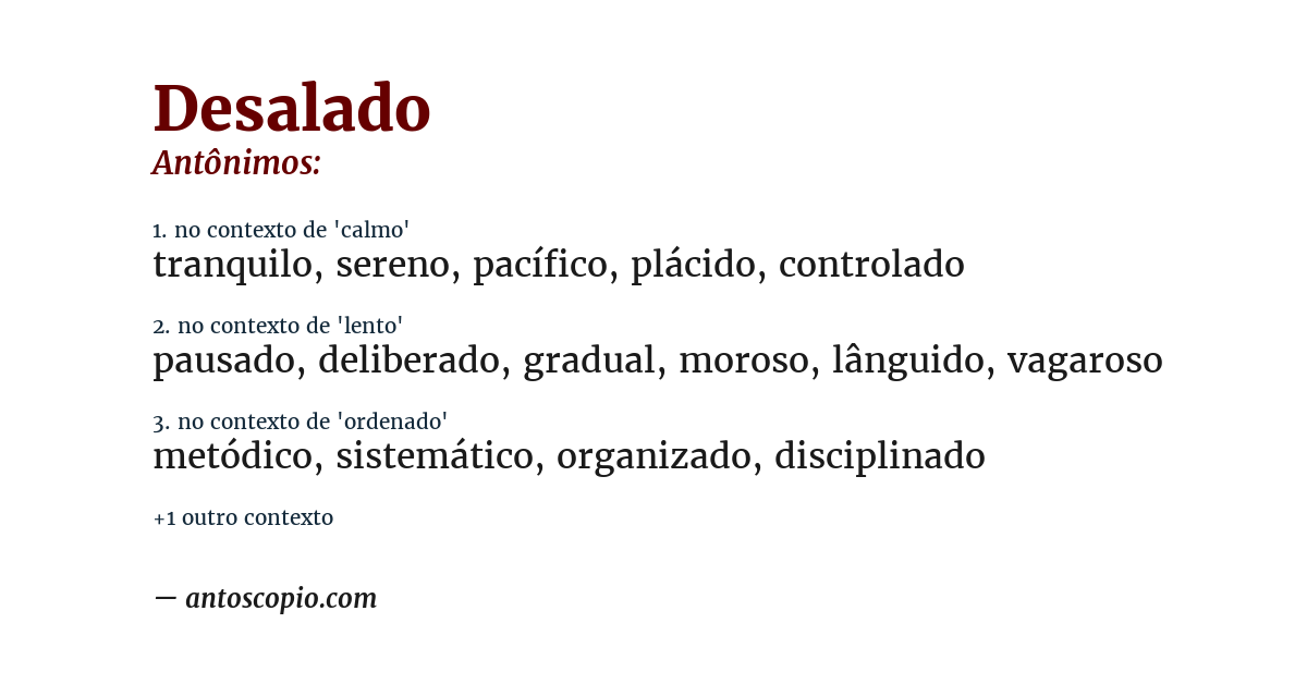 Antônimo de desalado