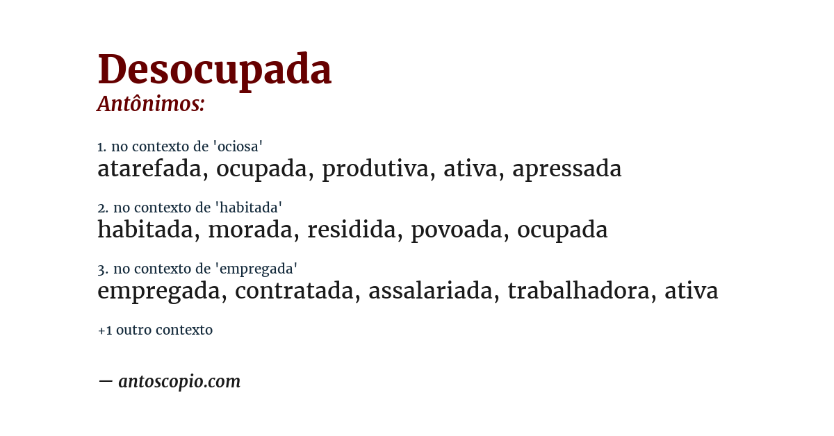Antônimo de desocupada