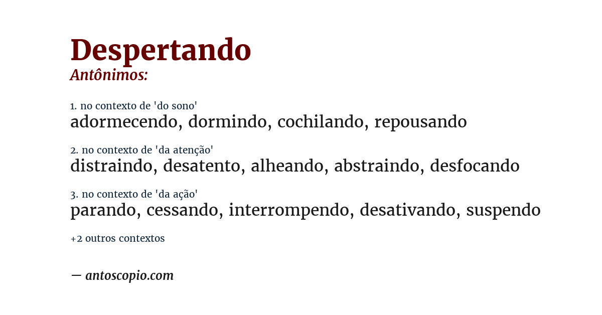 Antônimo de despertando