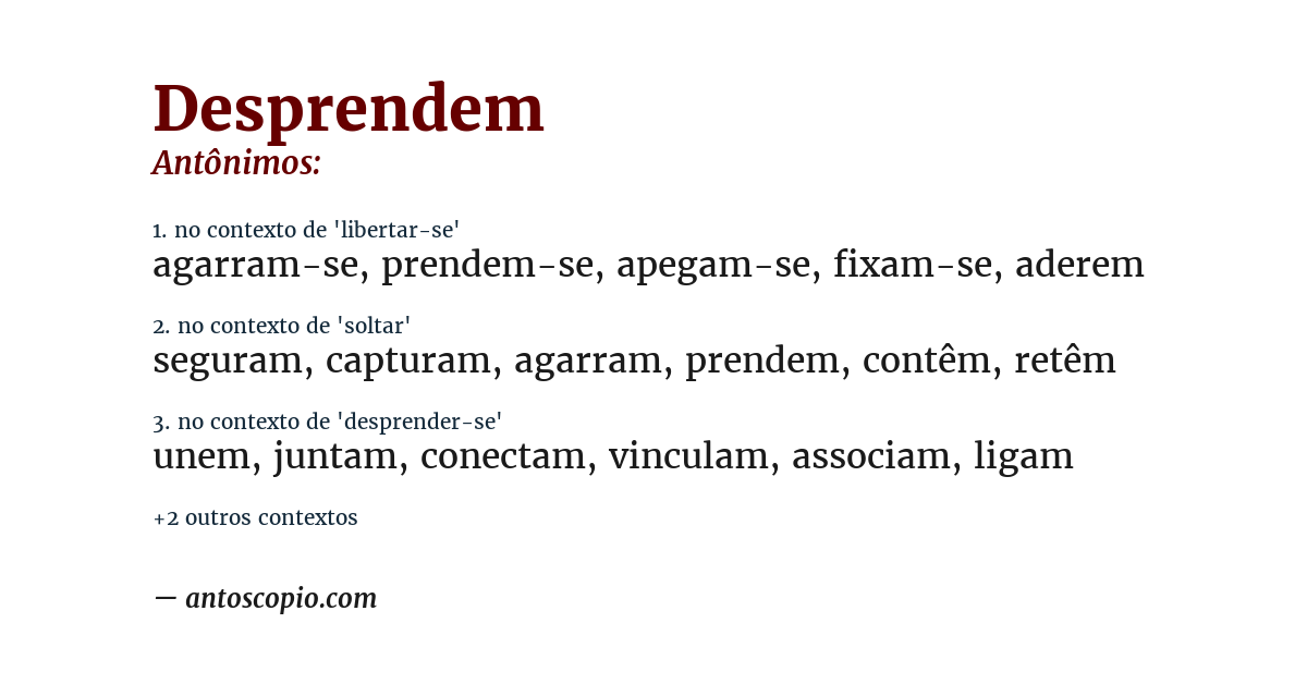 Antônimo de desprendem