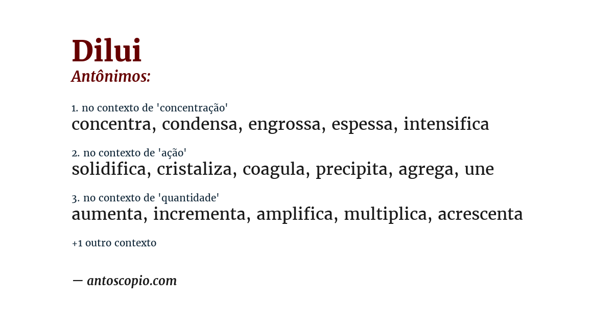 Antônimo de dilui