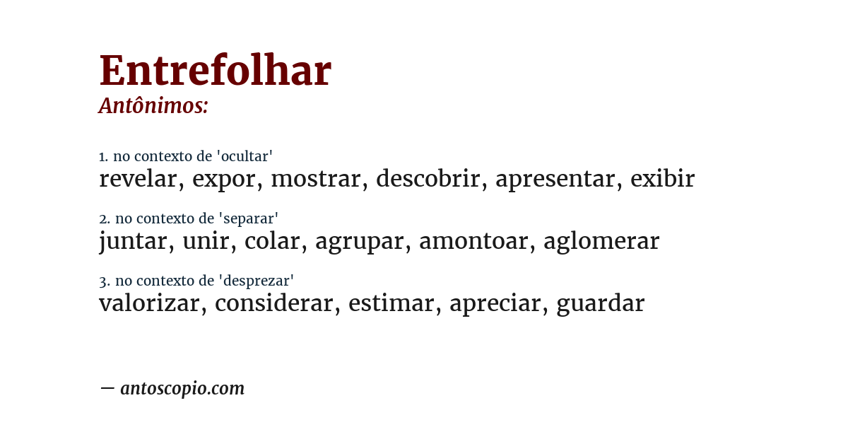Antônimo de entrefolhar