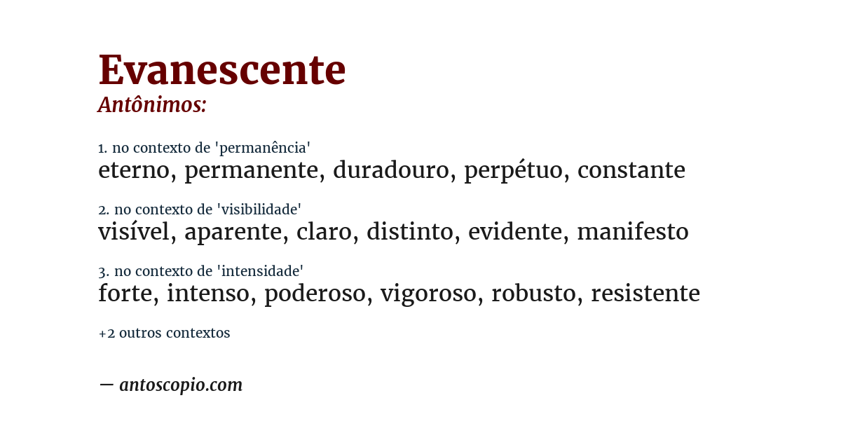 Antônimo de evanescente