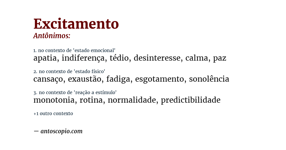 Antônimo de excitamento