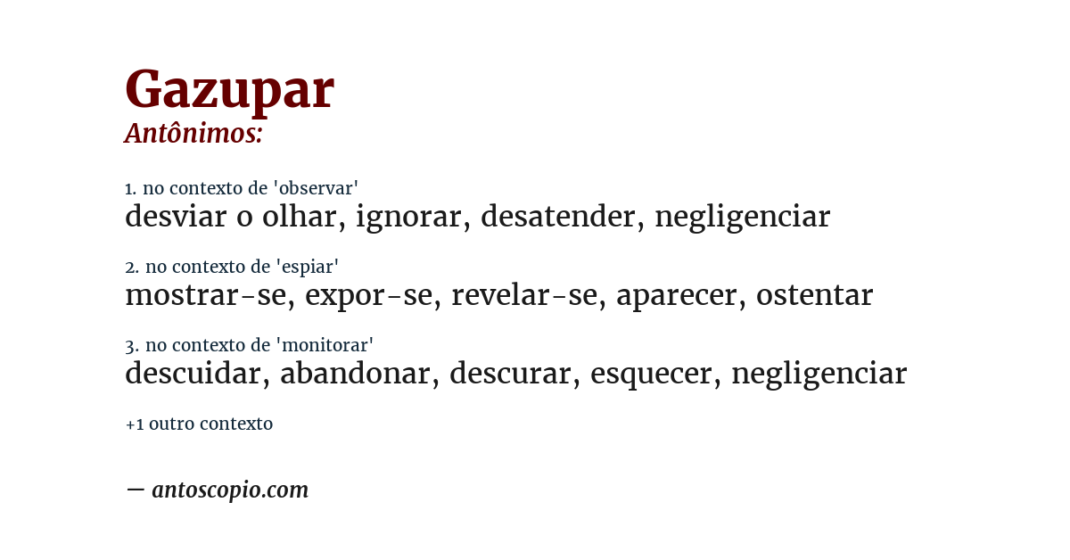 Antônimo de gazupar