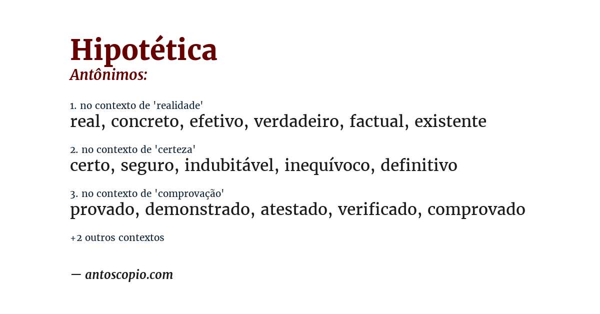 Antônimo de hipotética