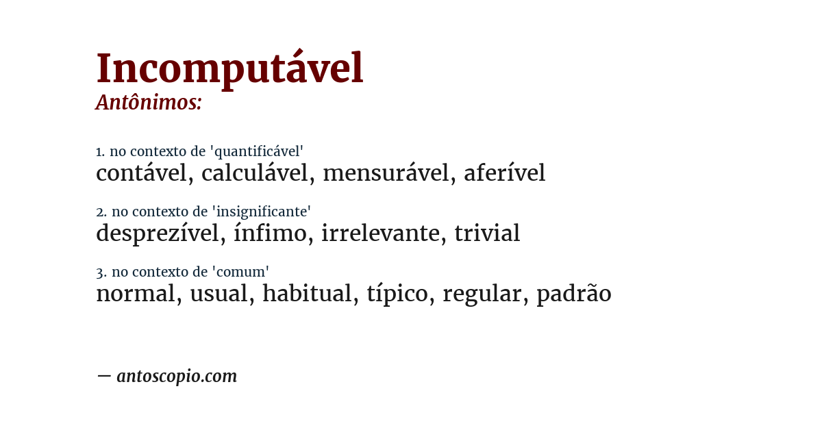 Antônimo de incomputável