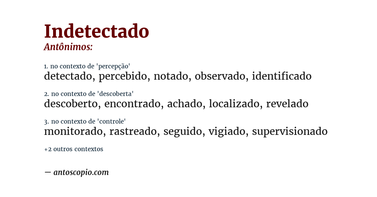 Antônimo de indetectado