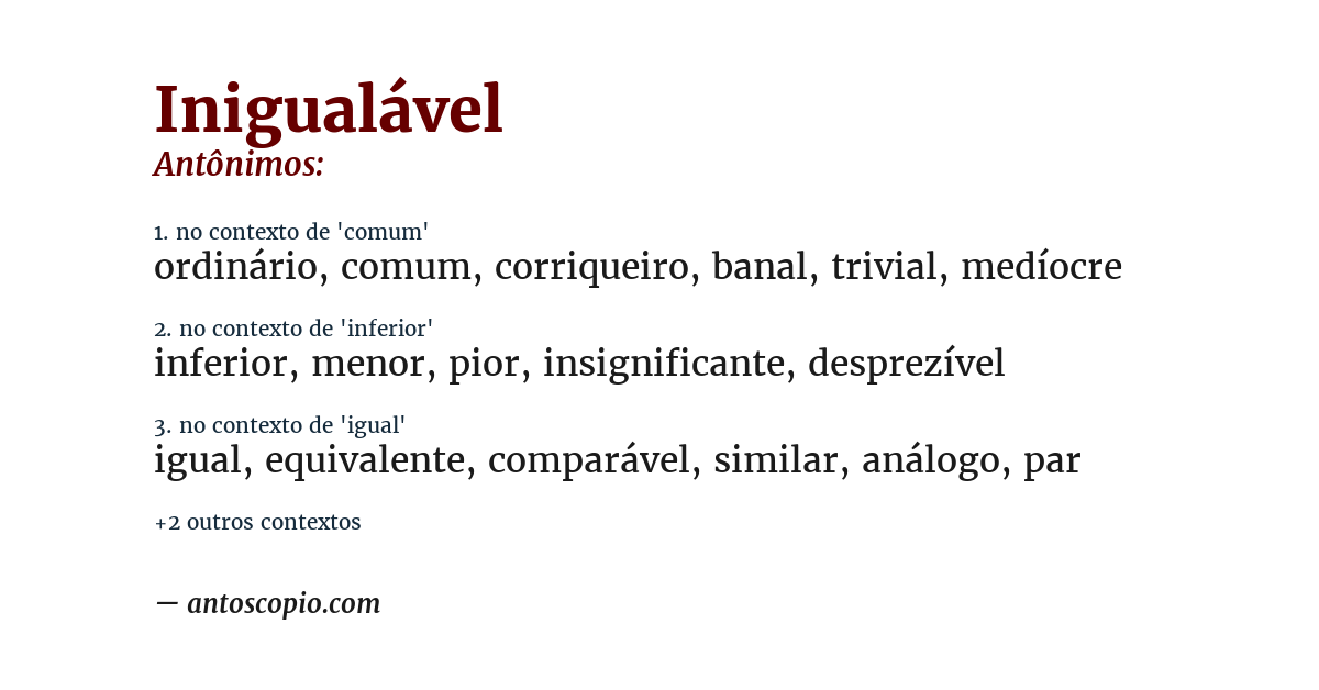 Antônimo de inigualável